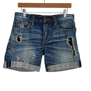 Cult of Individuality Womens Distressed Destroyed Shorts Sz 27 Blue